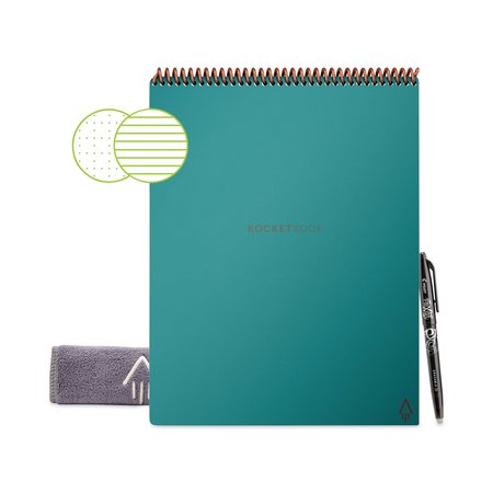 ROCKETBOOK Flip Smart Notepad, Teal Cover, Lined/Dot Grid Rule, 8.5 x 11, White, 16 Sheets FLP-L-RC-CCE